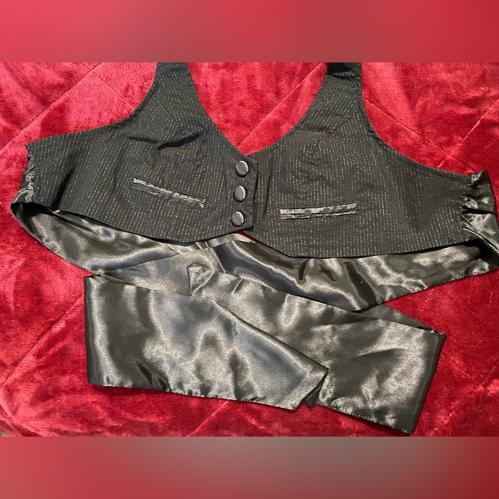 Black Pinstripe Halter Vest